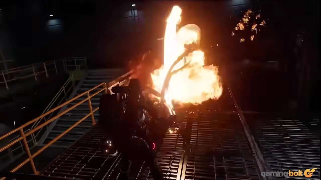 Incendiary / thermal combat effect in a corridor fight